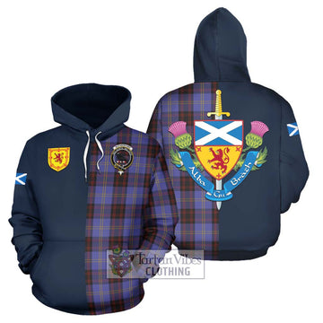 Rutherford Tartan Hoodie Alba with Scottish Lion Royal Arm Half Style