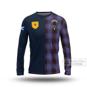 Rutherford Tartan Long Sleeve T-Shirt Alba with Scottish Lion Royal Arm Half Style