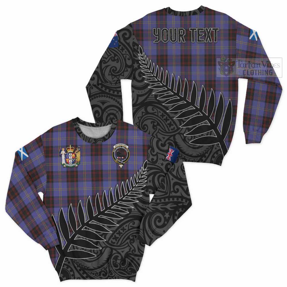 Tartan Vibes Clothing Rutherford Crest Tartan Sweatshirt with New Zealand Silver Fern Half Style