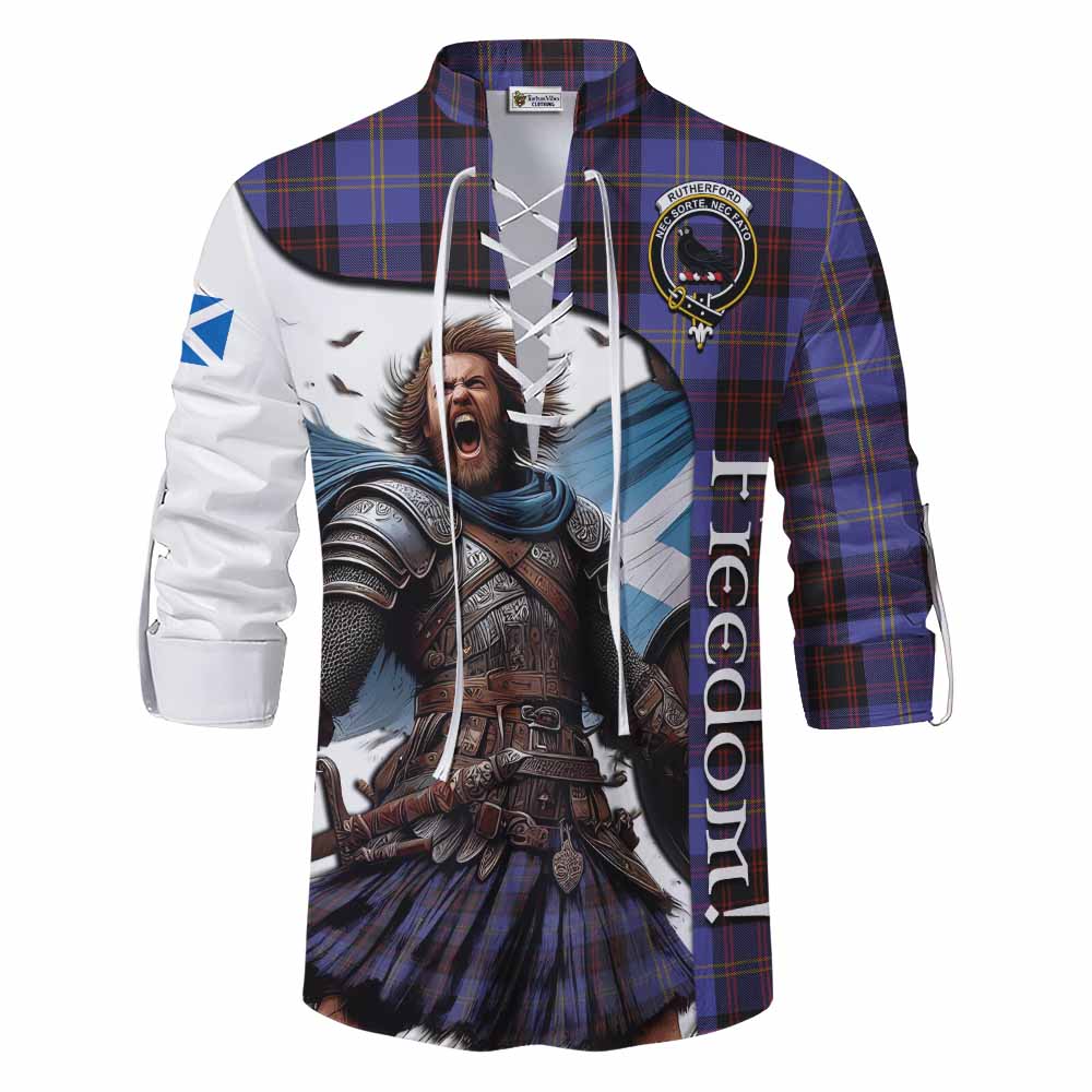 Tartan Vibes Clothing Rutherford Crest Tartan Ghillie Kilt Shirt Inspired by the Freedom of Scottish Warrior