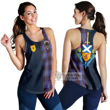 Rutherford Tartan Women's Racerback Tanks Alba with Scottish Lion Royal Arm Half Style