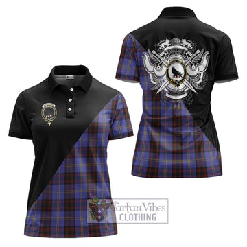 Rutherford Tartan Women's Polo Shirt with Family Crest and Military Logo Style