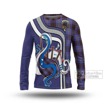 Rutherford Tartan Long Sleeve T-Shirt with Epic Bagpipe Style