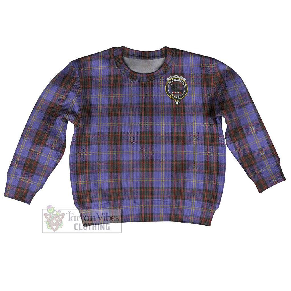 Tartan Vibes Clothing Rutherford Tartan Kid Ugly Sweater with Family Crest