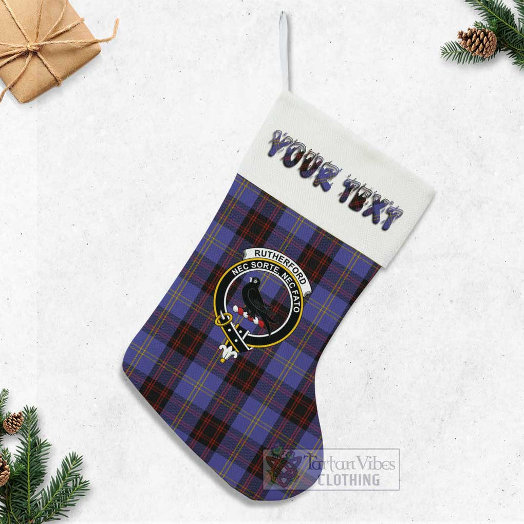 Tartan Vibes Clothing Rutherford Tartan Family Crest Christmas Stocking with Personalized Text