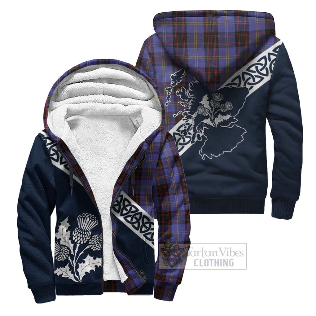 Tartan Vibes Clothing Rutherford Tartan Sherpa Hoodie Featuring Thistle and Scotland Map