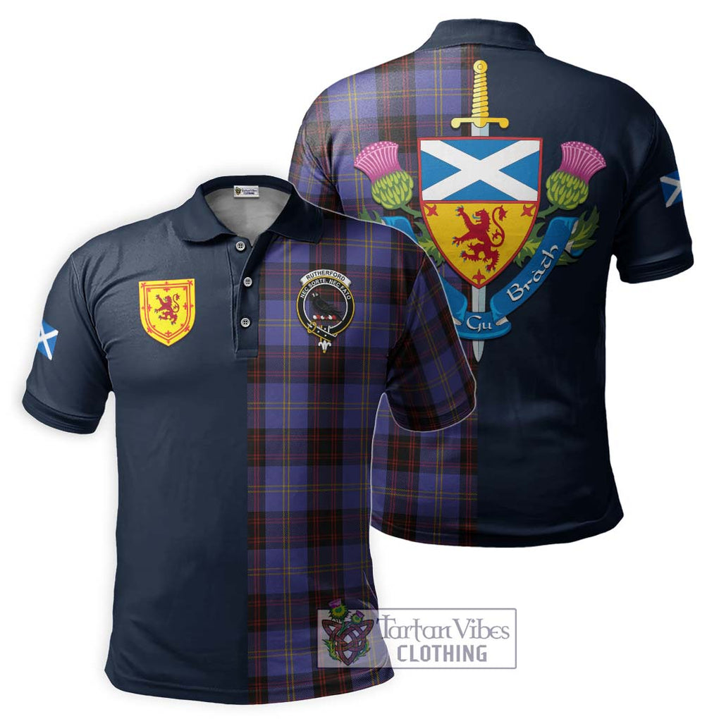 Tartan Vibes Clothing Rutherford Tartan Polo Shirt with Scottish Lion Royal Arm Half Style