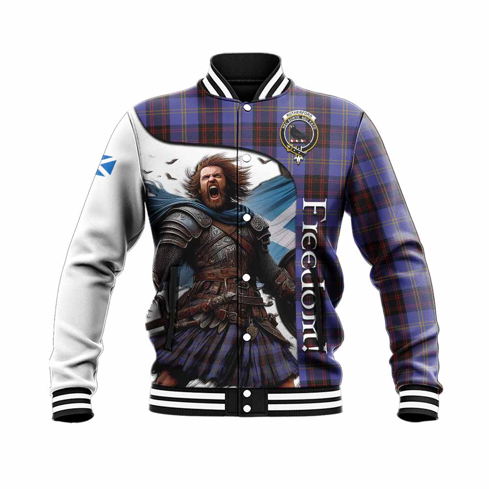 Tartan Vibes Clothing Rutherford Crest Tartan Baseball Jacket Inspired by the Freedom of Scottish Warrior