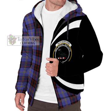 Rutherford Tartan Sherpa Hoodie with Family Crest Circle Style