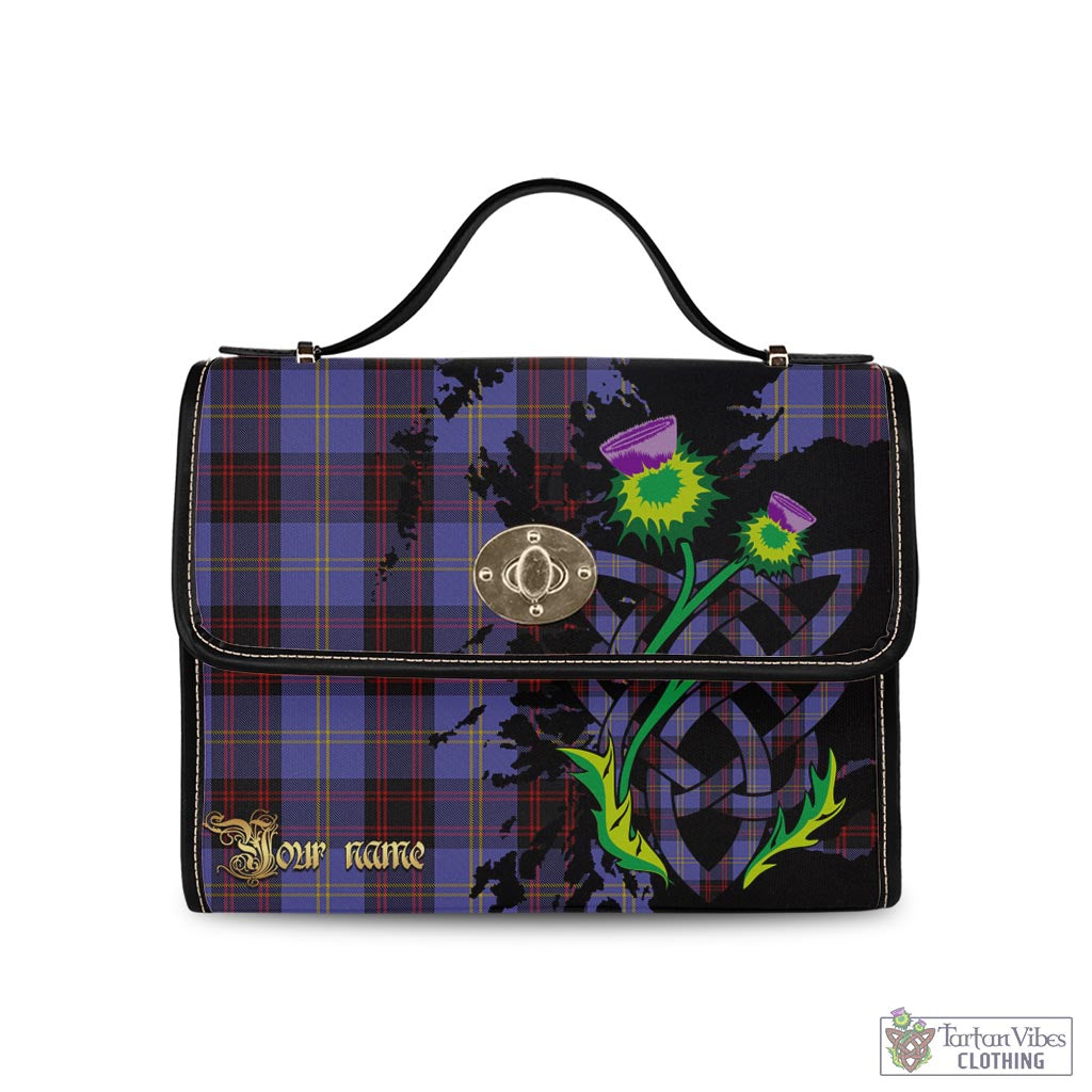 Tartan Vibes Clothing Rutherford Tartan Waterproof Canvas Bag with Scotland Map and Thistle Celtic Accents