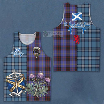 Rutherford Tartan Men's Tank Top Happy St. Andrew's Day Half Tartan Style