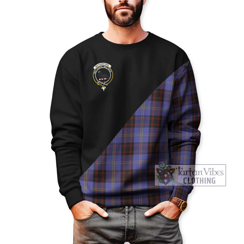 Rutherford Tartan Sweatshirt with Family Crest and Military Logo Style Unisex - Tartanvibesclothing Shop