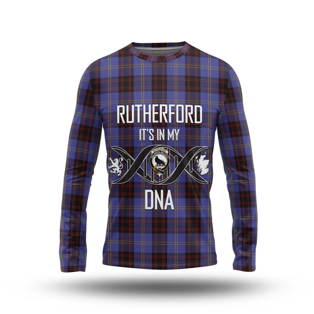 Rutherford Tartan Long Sleeve T-Shirt with Family Crest DNA In Me Style Unisex - Tartanvibesclothing Shop