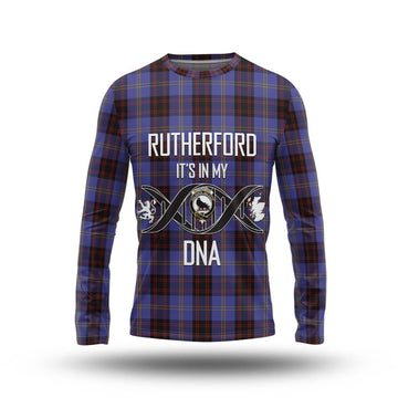 Rutherford Tartan Long Sleeve T-Shirt with Family Crest DNA In Me Style