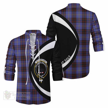 Rutherford Tartan Ghillie Kilt Shirt with Family Crest Circle Style