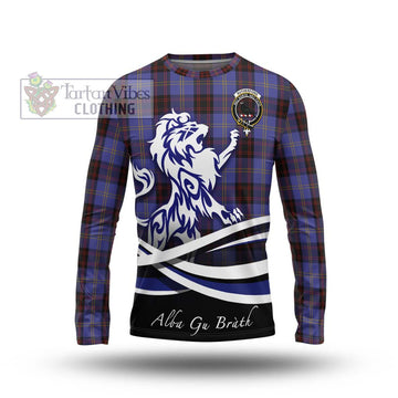 Rutherford Tartan Long Sleeve T-Shirt with Alba Gu Brath Regal Lion Emblem