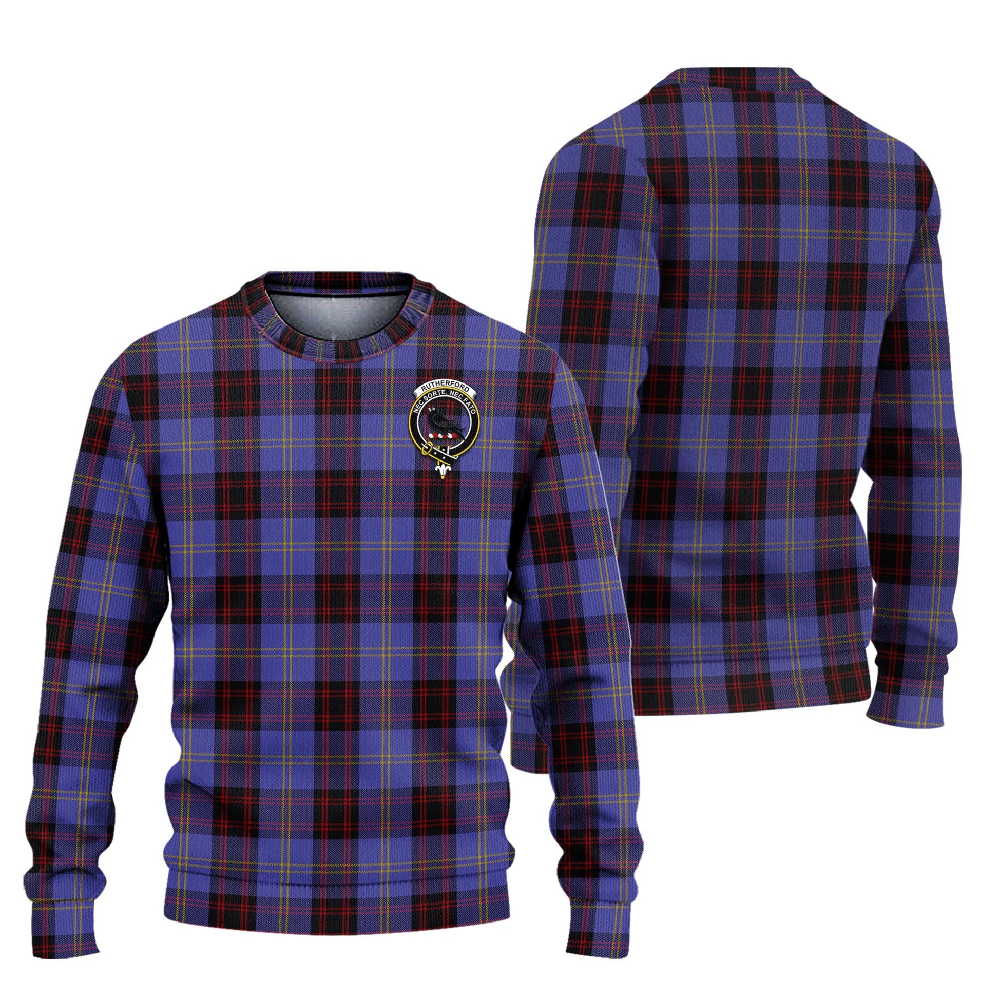 Rutherford Tartan Knitted Sweater with Family Crest Unisex - Tartanvibesclothing