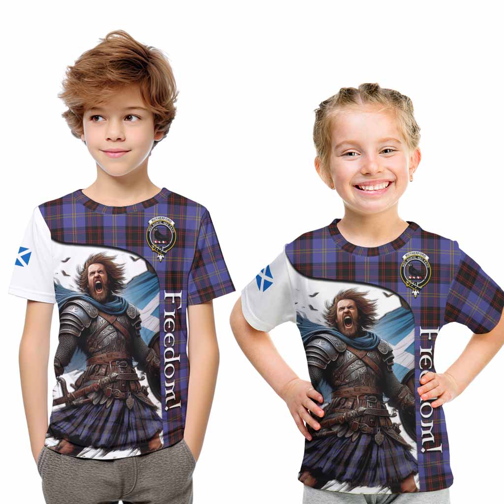 Tartan Vibes Clothing Rutherford Crest Tartan Kid T-Shirt Inspired by the Freedom of Scottish Warrior