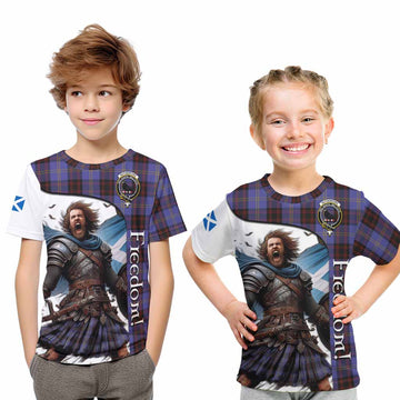 Rutherford Crest Tartan Kid T-Shirt Inspired by the Freedom of Scottish Warrior