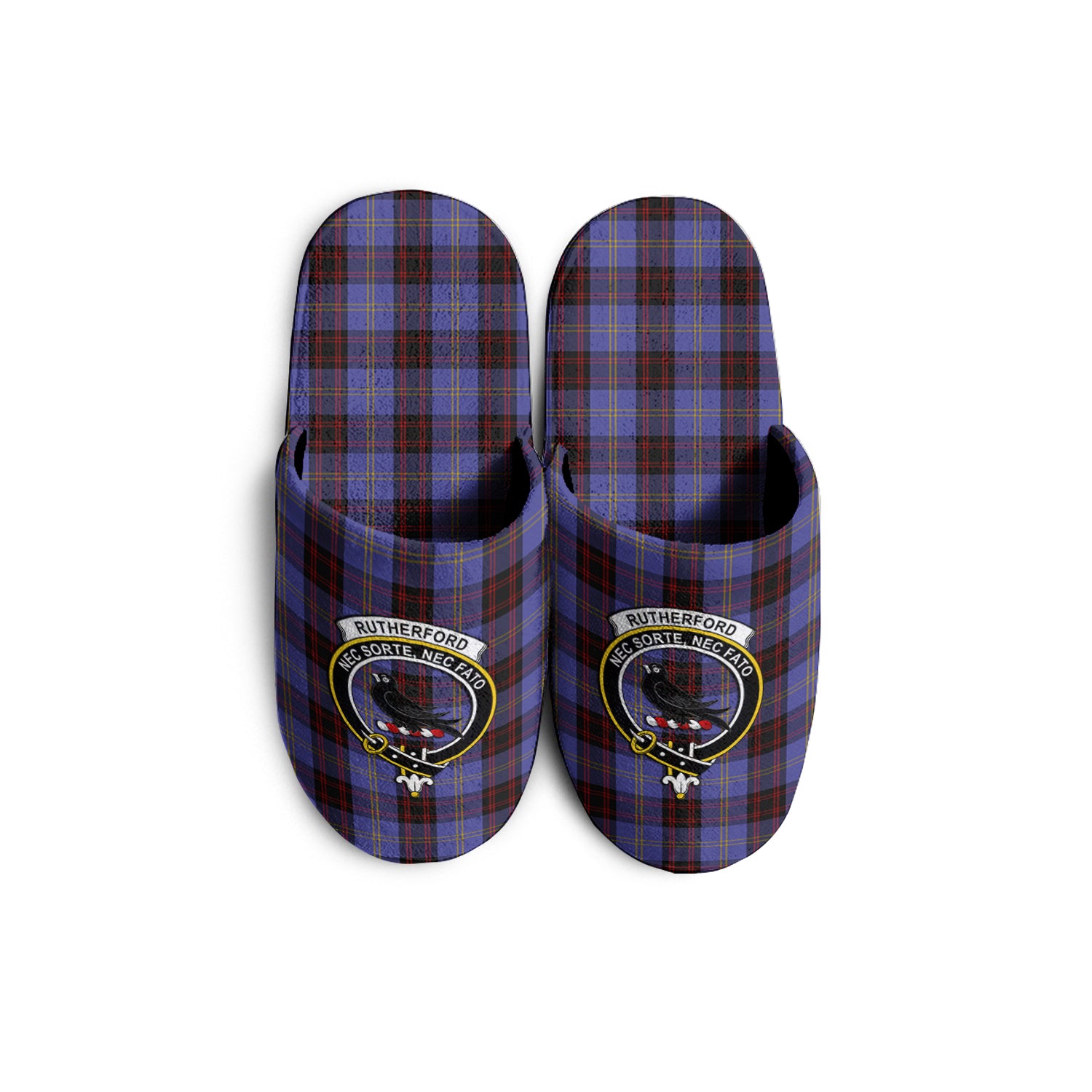 Rutherford Tartan Home Slippers with Family Crest KIDS - Tartan Vibes Clothing