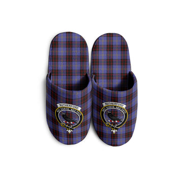 Rutherford Tartan Home Slippers with Family Crest