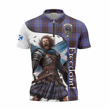 Rutherford Crest Tartan Zipper Polo Shirt Inspired by the Freedom of Scottish Warrior