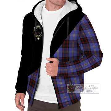 Rutherford Tartan Sherpa Hoodie with Family Crest and Military Logo Style Unisex S - Tartan Vibes Clothing