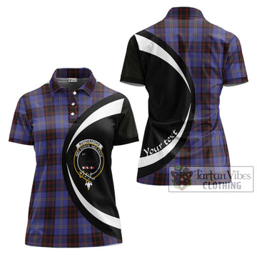 Rutherford Tartan Women's Polo Shirt with Family Crest Circle Style