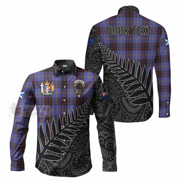 Rutherford Crest Tartan Long Sleeve Button Shirt with New Zealand Silver Fern Half Style