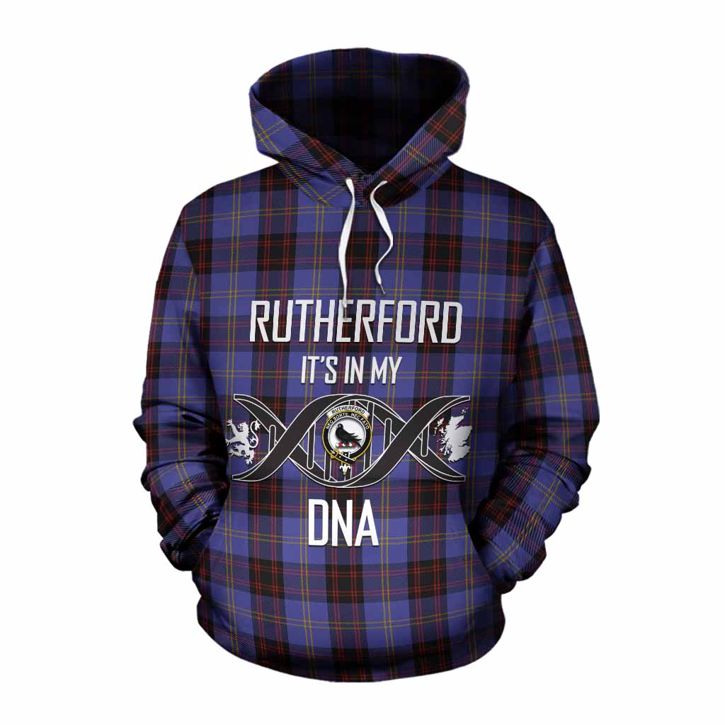 Tartan Vibes Clothing Rutherford Tartan Cotton Hoodie with Family Crest DNA In Me Style