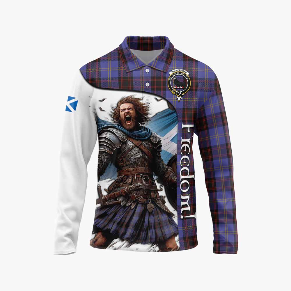 Tartan Vibes Clothing Rutherford Crest Tartan Long Sleeve Polo Shirt Inspired by the Freedom of Scottish Warrior