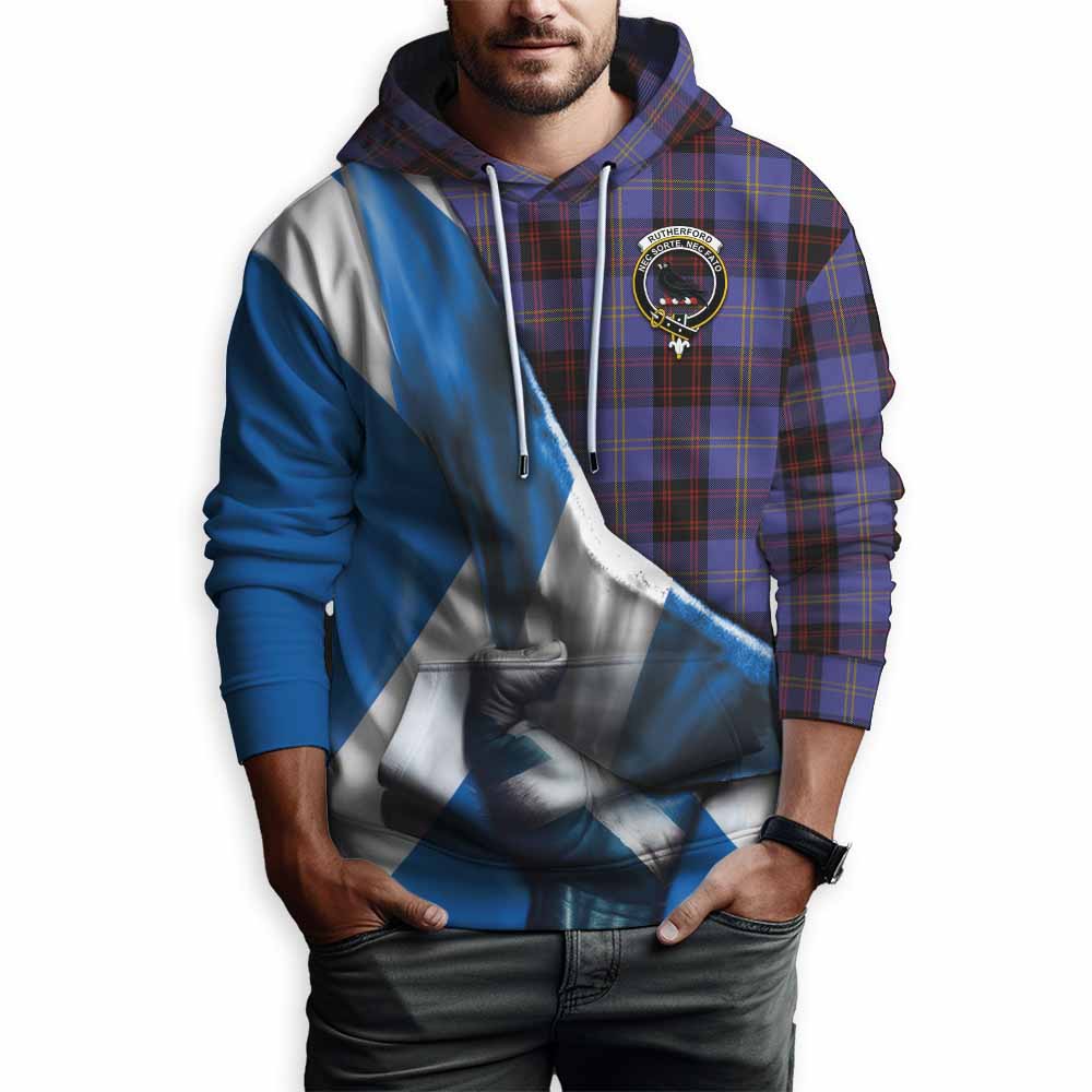 Tartan Vibes Clothing Rutherford Tartan Hoodie with Family Crest Scotland Patriotic Style