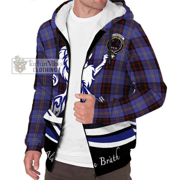 Rutherford Tartan Sherpa Hoodie with Alba Gu Brath Regal Lion Emblem