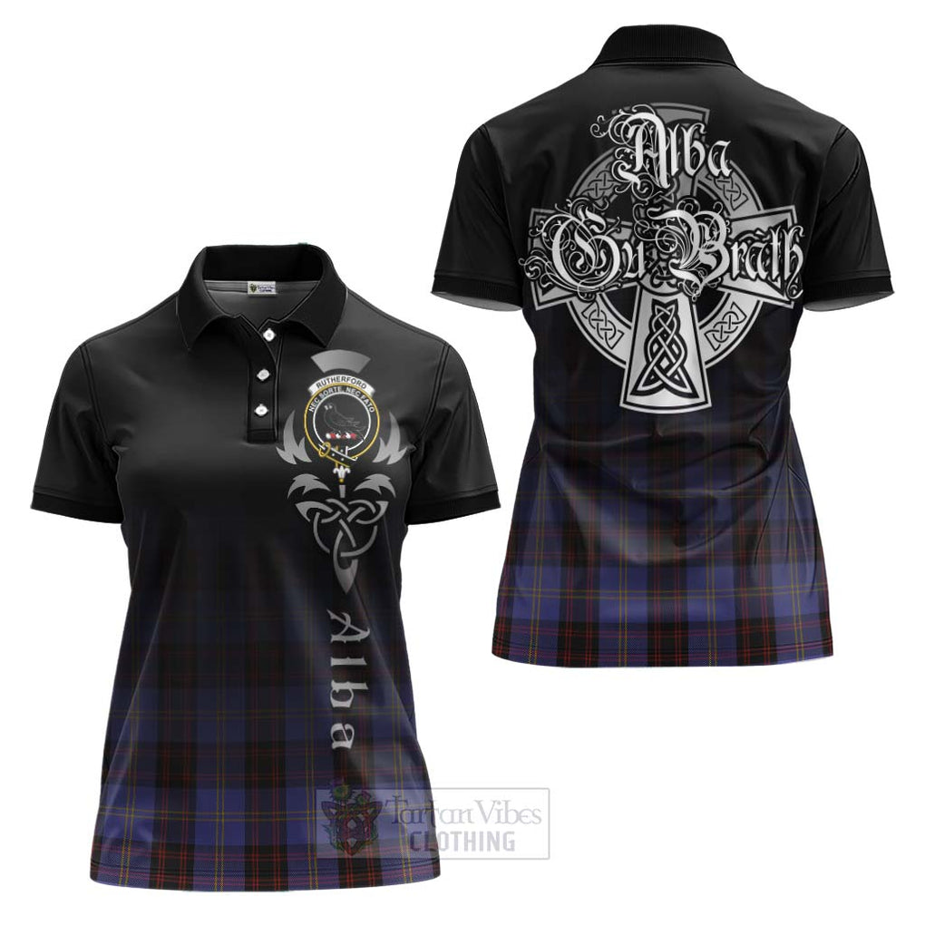 Tartan Vibes Clothing Rutherford Tartan Women's Polo Shirt Featuring Alba Gu Brath Family Crest Celtic Inspired