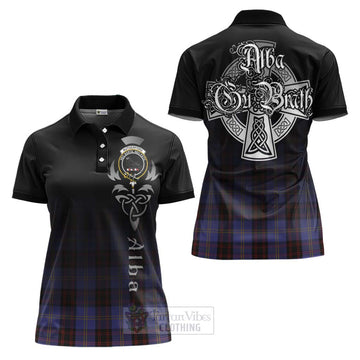 Rutherford Tartan Women's Polo Shirt Featuring Alba Gu Brath Family Crest Celtic Inspired