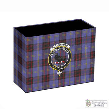 Rutherford Tartan Pen Holder with Family Crest