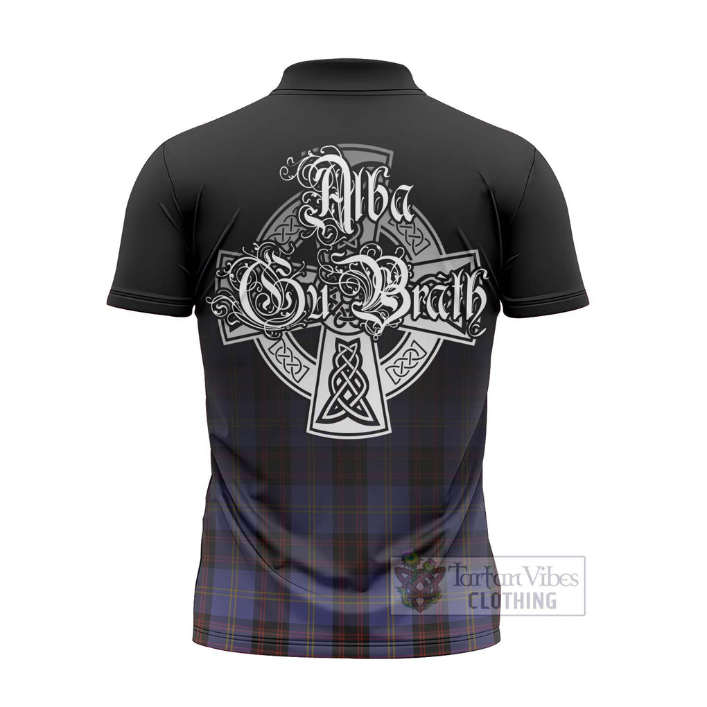 Tartan Vibes Clothing Rutherford Tartan Zipper Polo Shirt Featuring Alba Gu Brath Family Crest Celtic Inspired