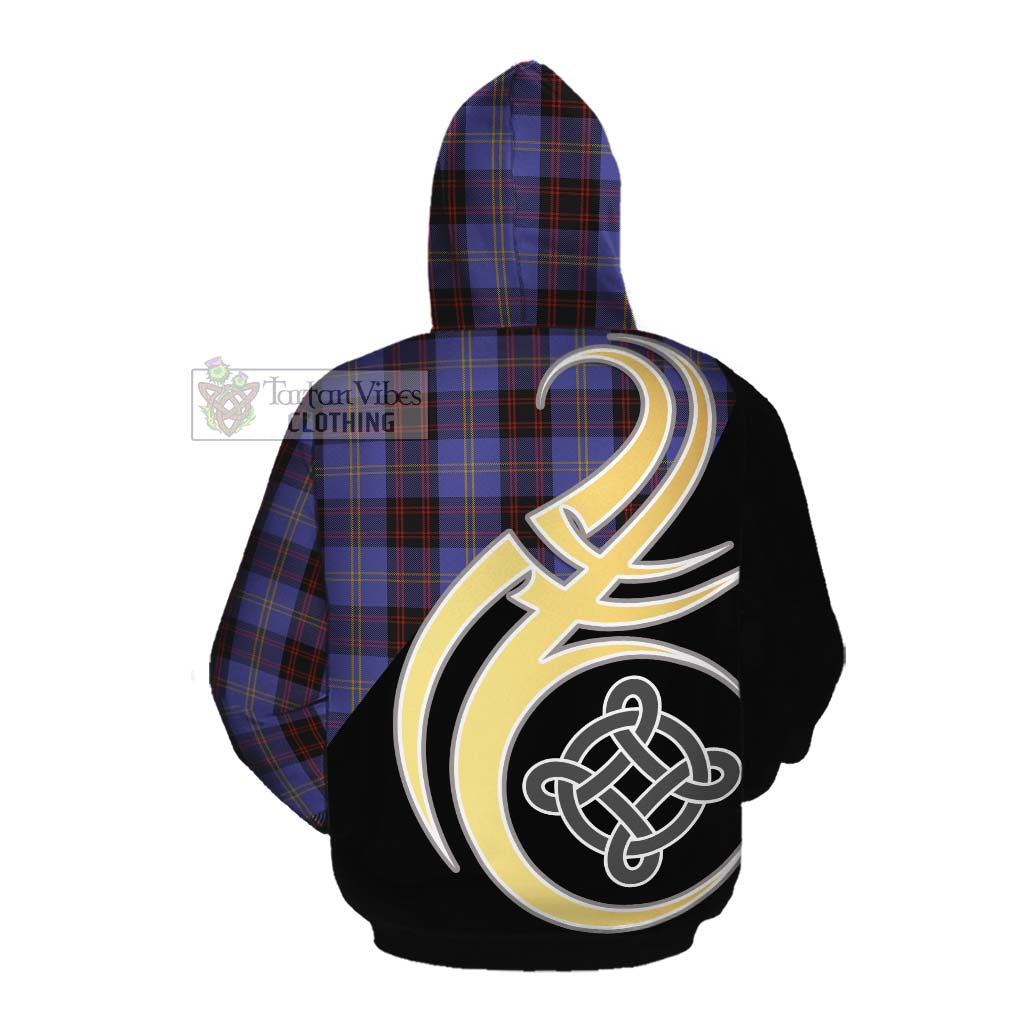 Tartan Vibes Clothing Rutherford Tartan Cotton Hoodie with Family Crest and Celtic Symbol Style