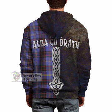 Rutherford Tartan Family Crest Hoodie Alba Gu Brath Be Brave Lion Ancient Style - Tartan Vibes Clothing