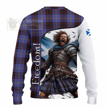 Rutherford Crest Tartan Knitted Sweater Inspired by the Freedom of Scottish Warrior