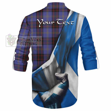 Rutherford Tartan Ghillie Kilt Shirt with Family Crest Scotland Patriotic Style