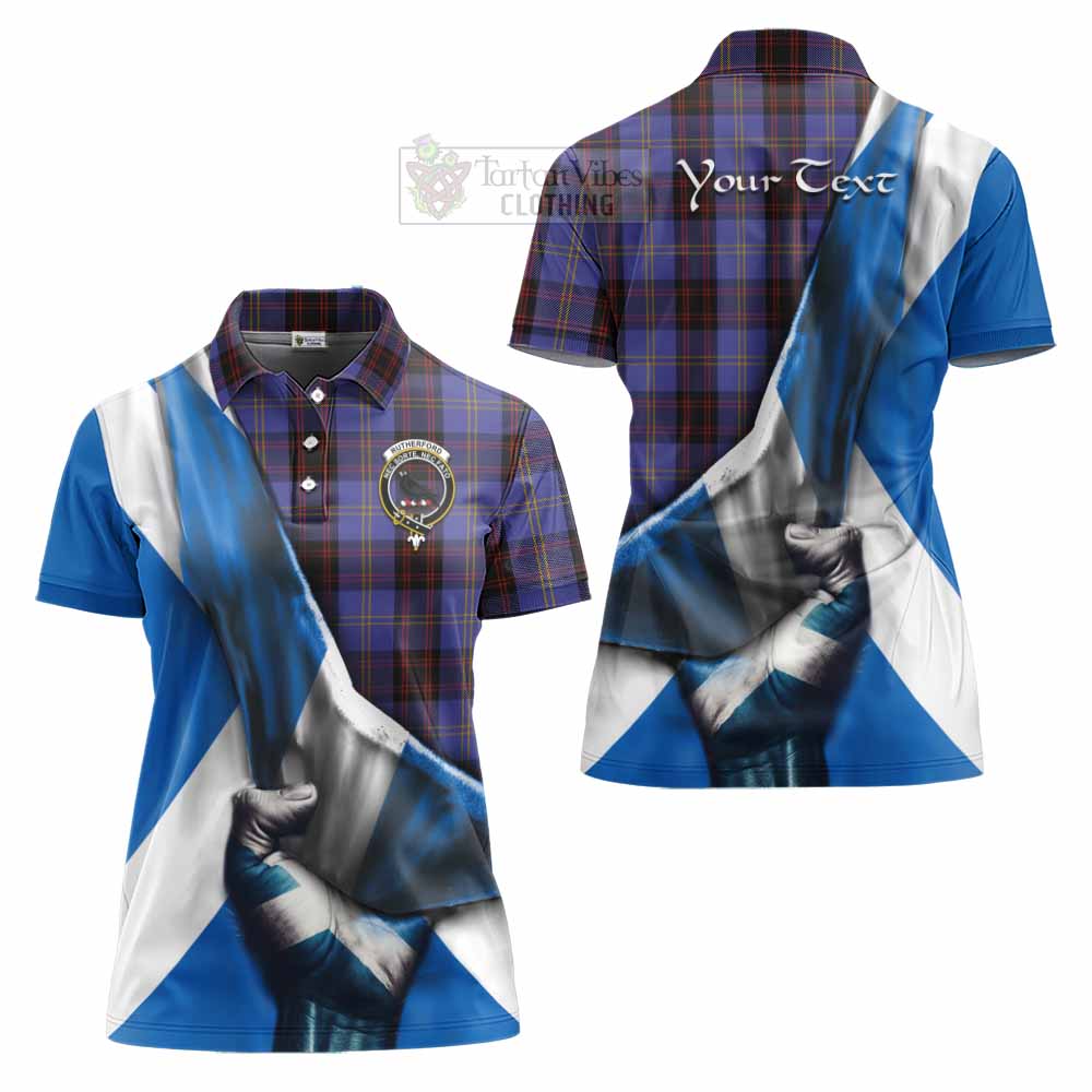 Tartan Vibes Clothing Rutherford Tartan Women's Polo Shirt with Family Crest Scotland Patriotic Style