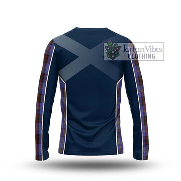 Rutherford Tartan Long Sleeve T-Shirt with Family Crest and Lion Rampant Vibes Sport Style