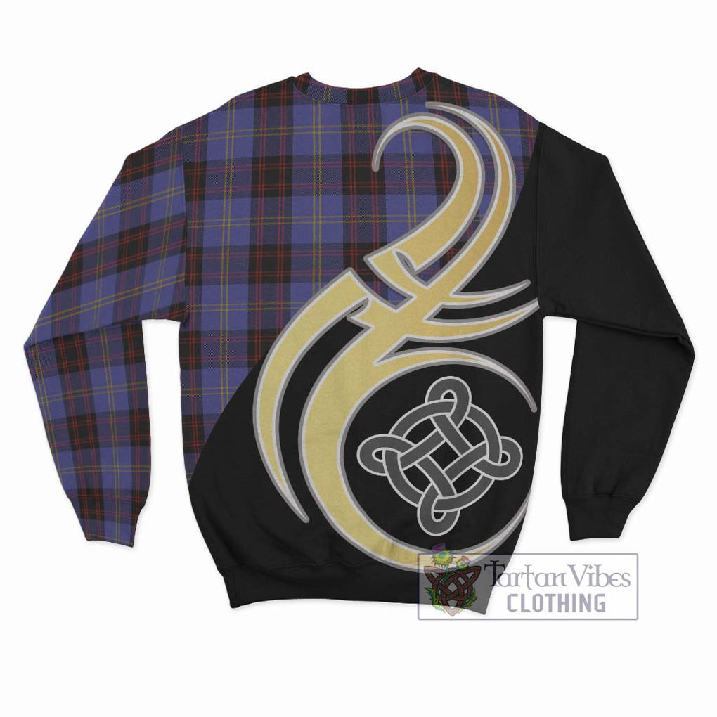 Rutherford Tartan Sweatshirt with Family Crest and Celtic Symbol Style - Tartan Vibes Clothing