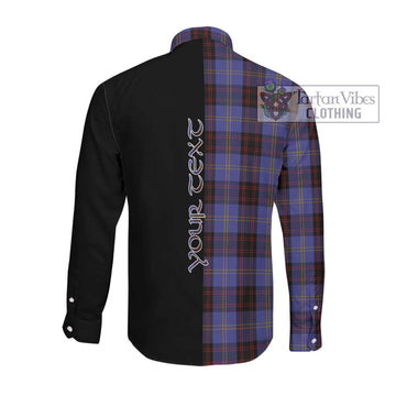 Rutherford Tartan Long Sleeve Button Shirt with Family Crest and Half Of Me Style Men's Shirt - Tartan Vibes Clothing