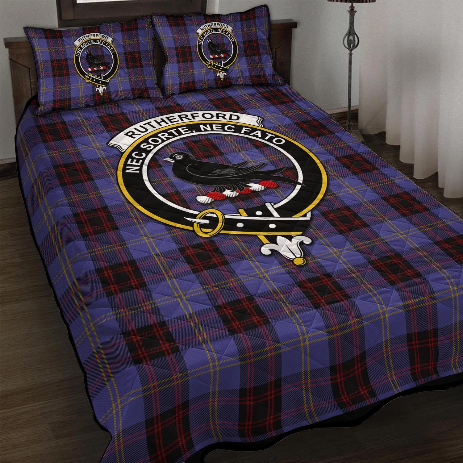 Rutherford Tartan Quilt Bed Set with Family Crest - Tartan Vibes Clothing