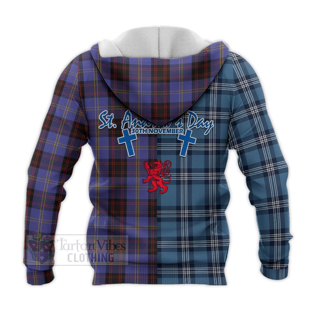 Tartan Vibes Clothing Rutherford Tartan Knitted Hoodie Happy St. Andrew's Day Half Tartan Style