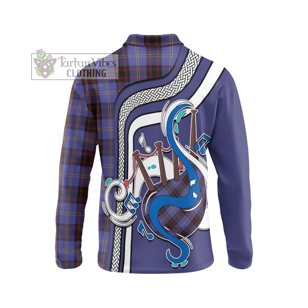 Tartan Vibes Clothing Rutherford Tartan Long Sleeve Polo Shirt with Epic Bagpipe Style