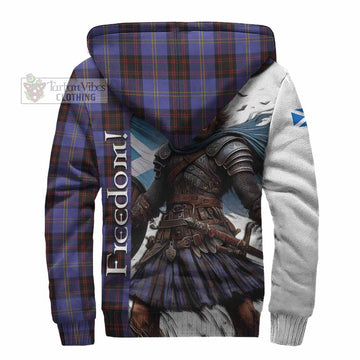 Rutherford Crest Tartan Sherpa Hoodie Inspired by the Freedom of Scottish Warrior