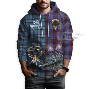 Rutherford Tartan Hoodie Happy St. Andrew's Day Half Tartan Style